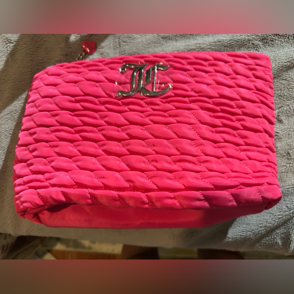 Juicy Couture Hot Pink Silver Logo Makeup Bag